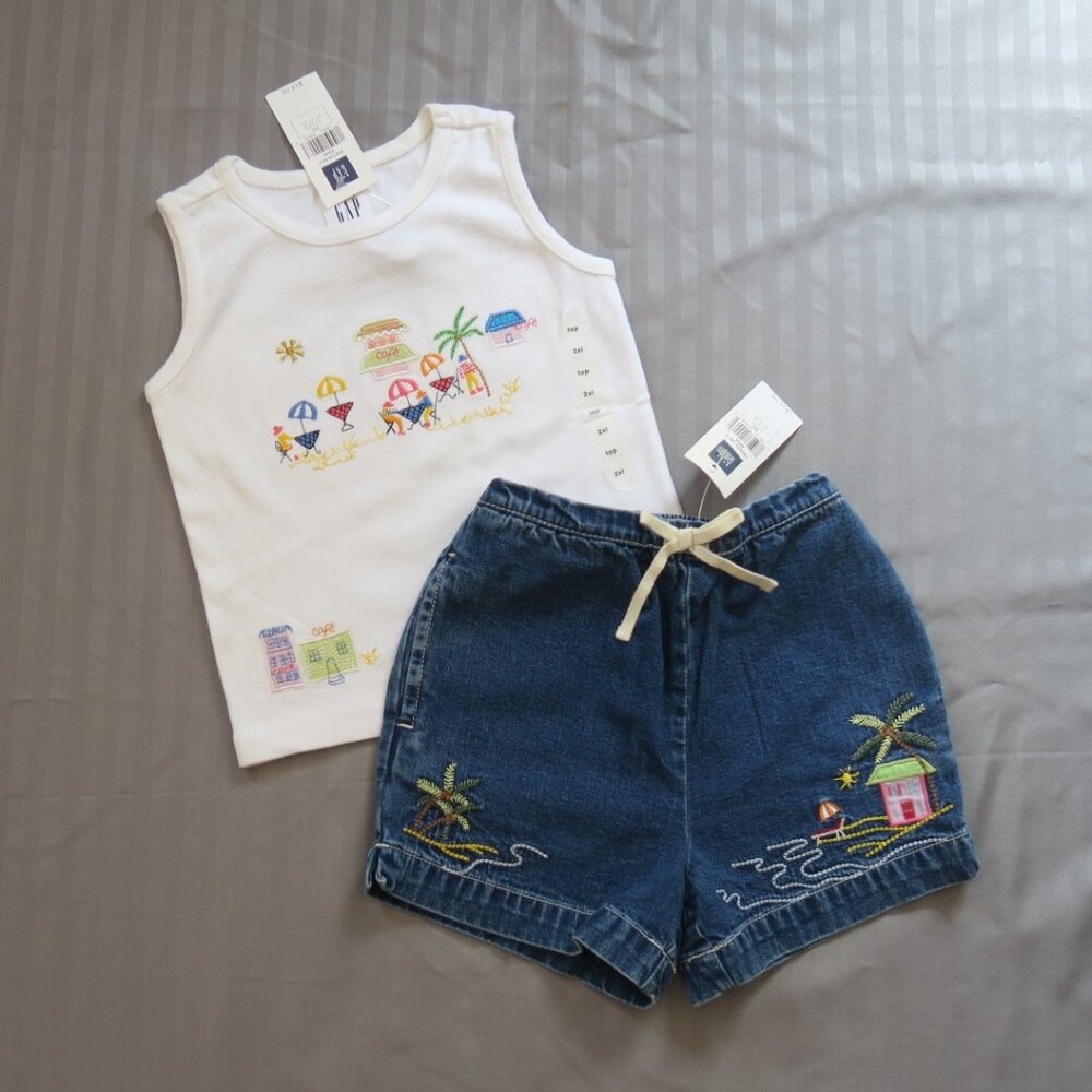 BabyGap Girls Tropical SunnyBeach Tank Top & Matching Shorts  Sz 2xl (2yrs) NWTs